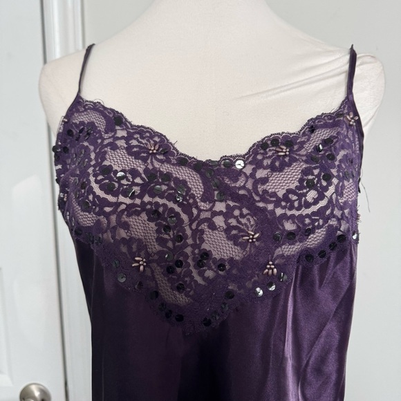 Vintage Elegant Purple Lace Trim Slip Dress Dark Fairycore Whimsygoth M - Picture 4 of 8